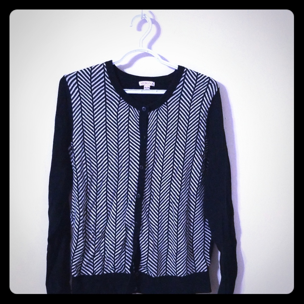 Black and white button up cardigan